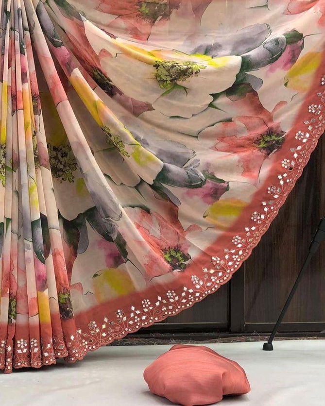 SF 746 Real Stone Work Georgette Digital Printed Sarees Wholesale Shop In Surat